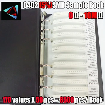 0402 5% 0R~10M YAGEO Resistor SMD Toleransi Buku Sampel 170 Nilai X 50 Buah = Kit 8500 Buah