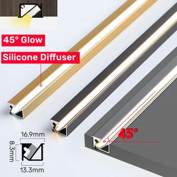 1-10 buah 45° Lampu Latar LED Profil Aluminium Saluran Lampu Bar Penutup Diffuser Silikon untuk Aksesori Lampu Strip Kaku 5050 2835
