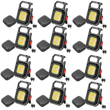1-20 buah Lampu Kerja Senter LED Gantungan Kunci Senter Saku Portabel USB Isi Ulang untuk Berkemah Di Luar Ruangan Pembuka Botol Lampu Kecil
