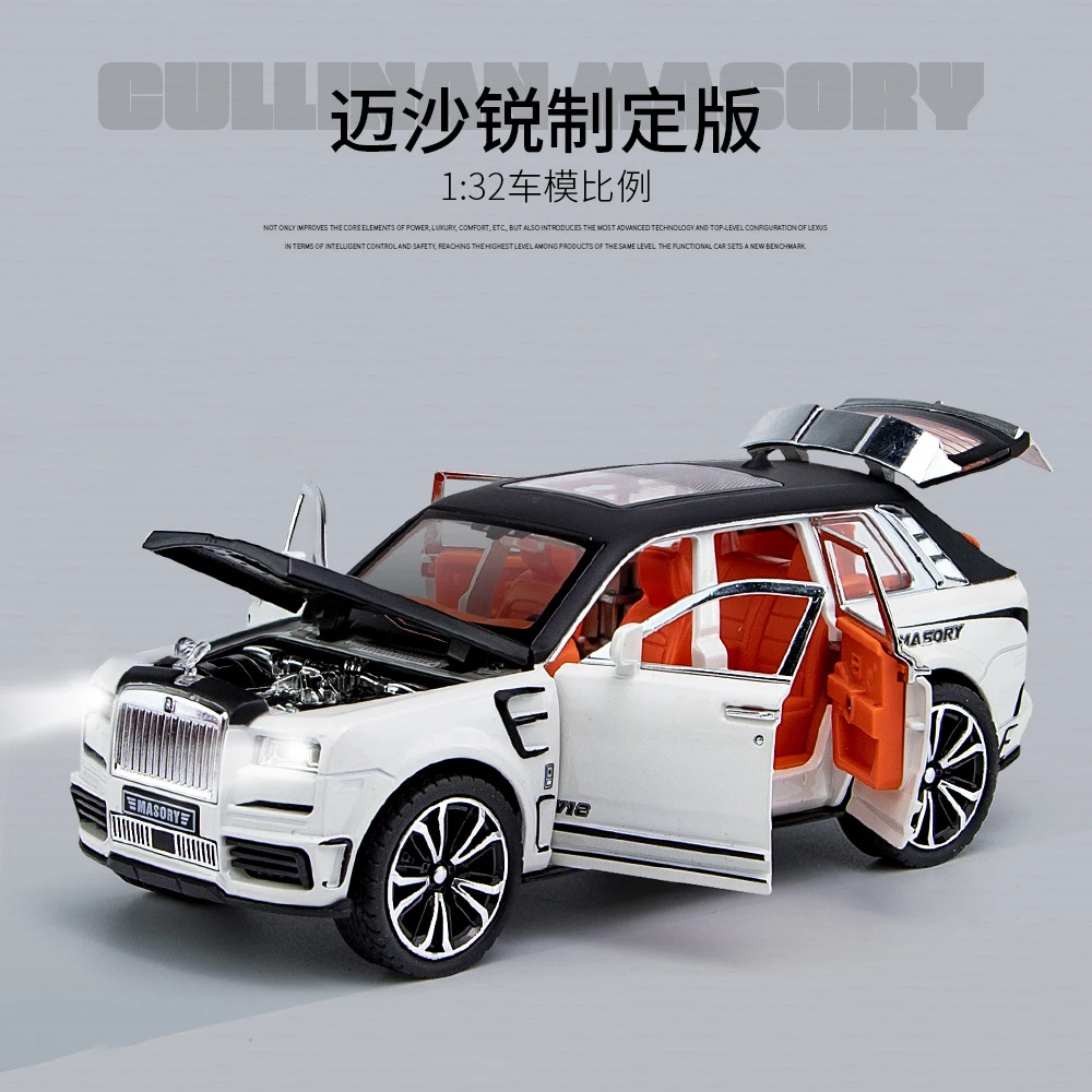 1: 32 Rolls Royce Cullinan MASORY SUV Diecast Paduan & Kendaraan Mainan Model Mobil Mainan Logam Koleksi Suara dan Cahaya Mainan Anak-anak - 1