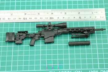 1 / 6th Mini Jigsaw puzzle MSR Senapan Sniper Aksesoris Senjata Tentara Plastik Model Hitam untuk Mainan Figur Aksi 12 Inci