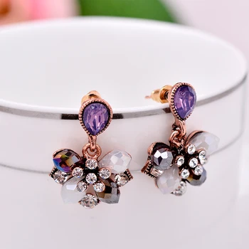 1 Pasang Cantik Elegan Kelopak Bunga Stud Anting-Anting Fashion Wanita Berlian Imitasi Anting-Anting Pesta Perhiasan Hadiah untuk Pacar
