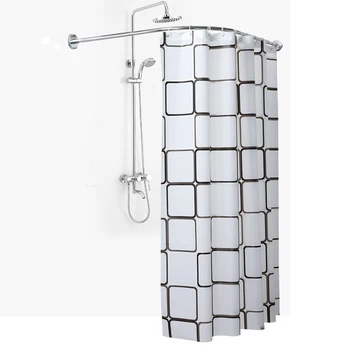 1 Set Tiang Batang Tirai Shower Sudut Dapat Diperpanjang Rel Baja Tahan Karat Hitam Perangkat Keras Pintu Kamar Mandi Beban Berat