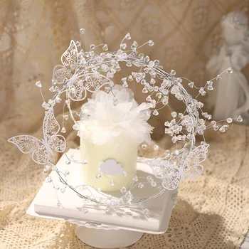 1 buah Cincin Kristal Akrilik Hiasan Kue Ulang Tahun Dekorasi Pernikahan Romantis Perlengkapan Dekorasi Kue Kupu-kupu Pesta Ulang Tahun