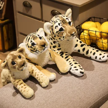 1 buah Mainan Hewan Mewah Boneka Singa&Harimau&Macan Tutul Kehidupan Nyata untuk Anak-anak Simulasi Boneka Anak-anak Lucu Hadiah Natal untuk Anak Perempuan