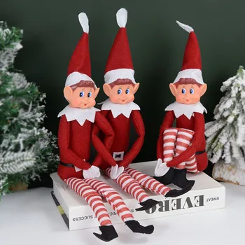1 pc 44 cm Merah Lucu Natal Elf Boneka Liontin Xmas Ornamen Selamat Natal Dekorasi Meja Rumah Tahun Baru Perlengkapan Pesta