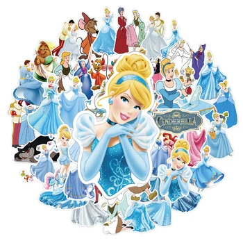 10/30/50 buah Stiker Kartun Disney Anime Cinderella Stiker DIY Ponsel Laptop Notebook Koper Buku Harian Dekorasi Stiker Mainan Anak-anak