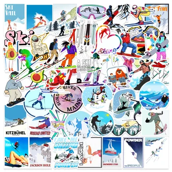 10/30/50 buah Stiker Olahraga Ski Stiker Tahan Air Grafiti Musim Dingin Luar Ruangan Helm Papan Seluncur Salju DIY Mainan Stiker Gaya Ski Laptop