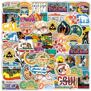 10/30/50 buah Stiker Tahan Air Pemandangan California AS Buku Tempel DIY Bagasi Perjalanan Ponsel Kulkas Skateboard Stiker Mobil Mainan Anak