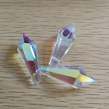 10 Buah 38mm Kristal U Drop Liontin Berbagai Warna Kaca Icicle Prism Bagian Dekoratif Menyala Manik-manik