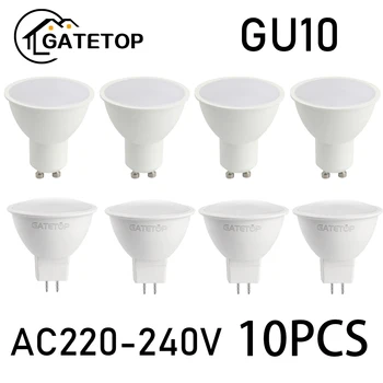 10 Buah GU10 MR16 Lampu Sorot LED 38/120 Derajat AC220V Tanpa Kedipan 3000K/4000K / 6000K untuk Dekorasi Rumah Kamar Mandi Dapur