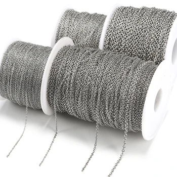 10 Meter / roll Rantai Kabel Penghubung Bentuk O Baja Tahan Karat Rantai Silang Bulat untuk Kalung Gelang Grosir Perhiasan DIY Wanita