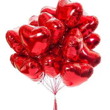 10 buah 18 Inci Balon Jantung Foil Merah Emas Mawar Balon Tiup Helium Pernikahan Hadiah Dekorasi Pesta Ulang Tahun Pernikahan Metalik