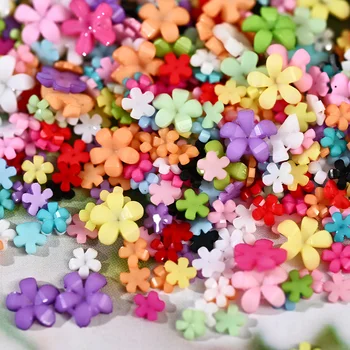 100 buah / Tas Dekorasi Bagian Kuku Bunga Akrilik 3D Aksesori Kuku Bunga Lima Kelopak Berubah Warna Pesona Seni Kuku Bunga Berubah Warna*