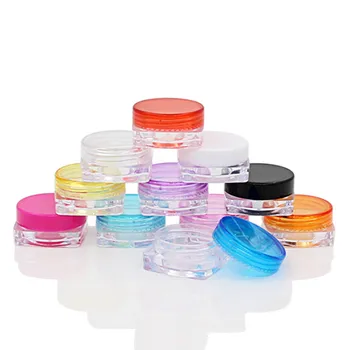 100Pcs 5g Kosong Plastik Kosmetik Makeup Jar Pot Eyeshadow Krim Lip Balm Wadah Transparan Square Botol Sampel