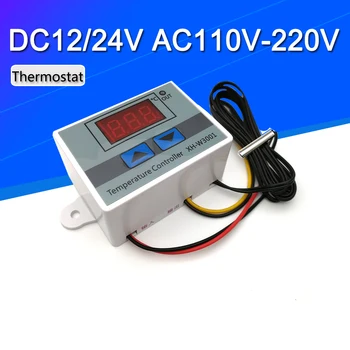 10A 12V 24V 220VAC Pengontrol Suhu LED Digital W3001 untuk Sakelar Pemanas Pendingin Inkubator Sensor NTC Sensor