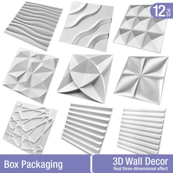 12 buah 30cm Panel Dinding Dekoratif 3D Desain Berlian Gelombang Ubin plastik Tidak Berperekat Stiker dinding 3D Kamar Kertas dinding Kamar Mandi