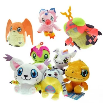 12cm 8 Gaya Mainan Mewah Digimon Gabumon Agumon Gomamon Piyomon Palmon Patamon Liontin Boneka Boneka Mewah Lembut untuk Hadiah Anak-anak