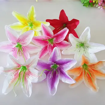 13CM Bunga Lily Buatan 10 Buah / Banyak Kepala Bunga Sutra Simulasi Bunga Lili DIY Dekorasi Pesta Rumah Pernikahan Kerajinan Buku Tempel