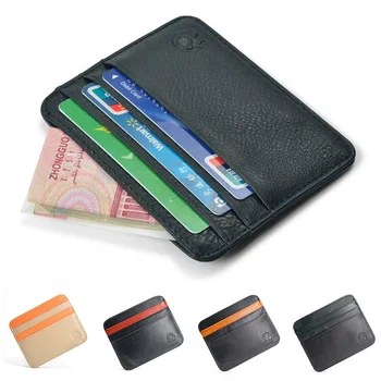 1pc Kulit Sapi Kulit ID Pemegang Kartu Kredit Bank Kartu Organizer Multi Slot Slim Kartu Case Dompet Wanita Pria Bisnis Penutup Kartu