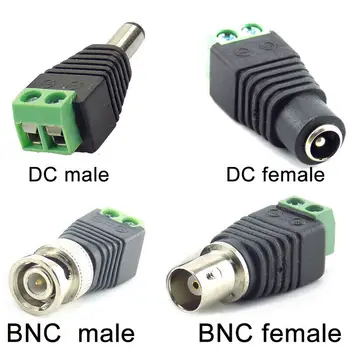 2/5/10 buah 12V DC BNC Konektor Pria Wanita Coax CAT5 Steker Adaptor Balun Video untuk Lampu Strip Led Aksesori Kamera CCTV