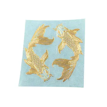 2 Buah / Pasang Cetakan Resin Epoksi Ikan Mas Emas Stiker Logam DIY Tambalan Perhiasan 