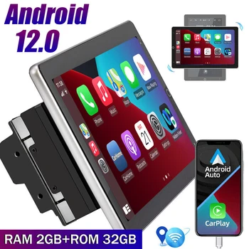 2 Din WiFi Android 12.0 4 Inti Pemutar Video Multimedia Mobil Radio Otomatis Layar Putar Vertikal Apple/Android CarPlay 10 inci