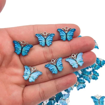 20 Buah / set Liontin Kupu-kupu Biru Anting-Anting Gelang DIY Populer Perhiasan Membuat Pesona Aksesori Kalung Buatan Tangan Grosir