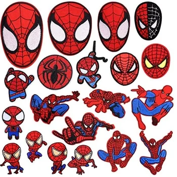 20 buah Tambalan Spiderman Marvel Tambalan Bordir anime pahlawan super Tambalan pakaian kartun Stiker Garmen Hadiah stiker kain