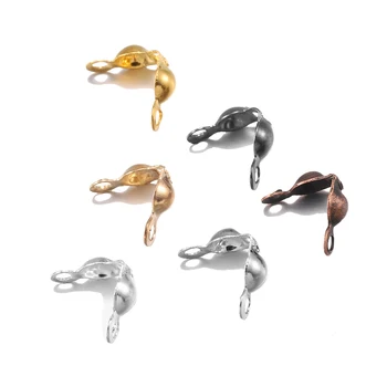 200 buah / lot 4*7mm Konektor Rantai Bola Ujung Jepit Konektor Manik-manik Keriting untuk Temuan Pembuatan Perhiasan DIY