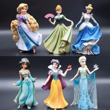 20cm Disney Jasmine Anna Elsa Putri Salju Rapunzel Cinderella Mainan Figur Aksi PVC Boneka Model Koleksi Hadiah Mainan