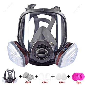3 antarmuka Kombinasi masker 6800 Filter 6001 / SJL Dengan kapas filter 5N11 / Kotak filter 501 Masker gas respirator
