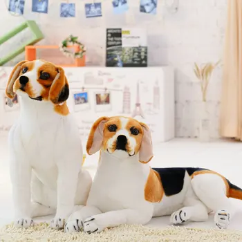 30-90cm Mainan Anjing Beagle Boneka Binatang Realistis Mainan Boneka Mewah Anjing Hadiah untuk Anak-anak Dekorasi Rumah Maskot Promosi Toko Hewan Peliharaan