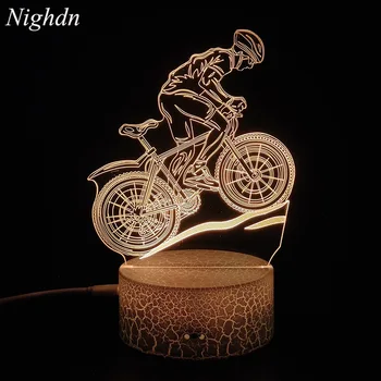 3D Lampu Sepeda Motor Sepeda Gunung Lampu Malam LED Kabel Usb Baterai Lampu Malam Warna-warni Dekorasi Kamar Tidur Hadiah Ulang Tahun untuk Anak Laki-laki Pria