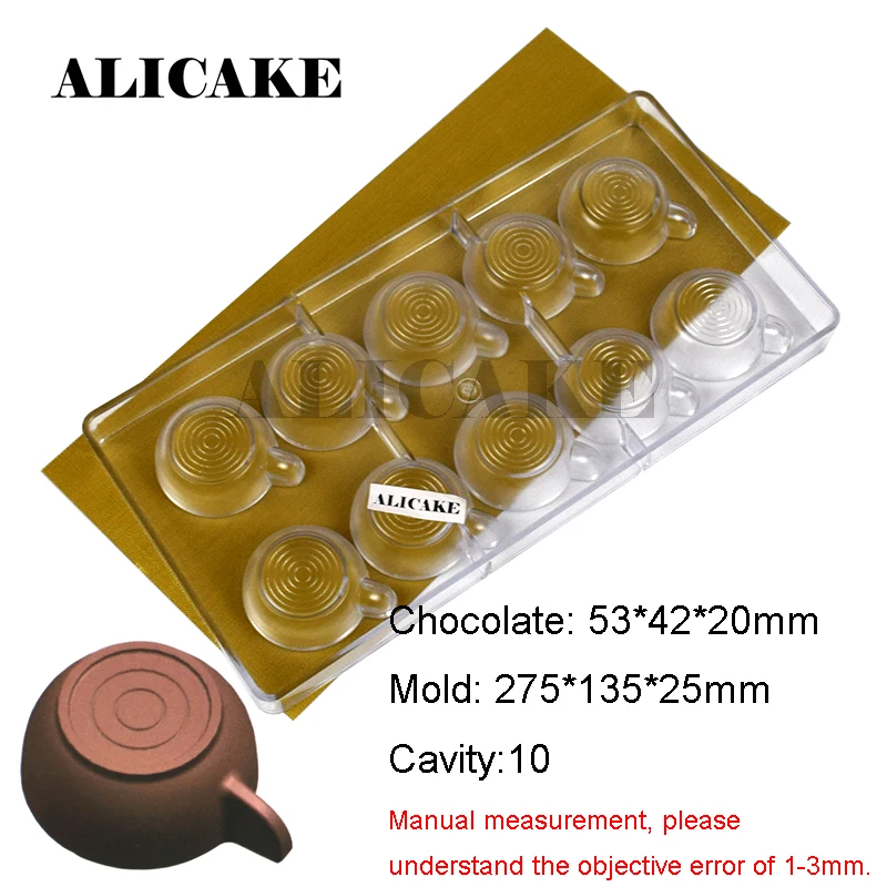 3D Cokelat Cetakan Profesional untuk Cokelat Polycarbonate Cangkir Kopi untuk Kue Cokelat Cetakan Bakery Baking Pastry Alat - 2