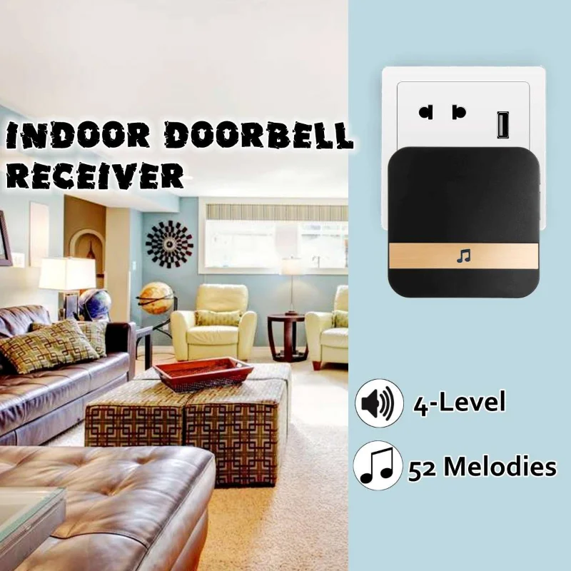 433M Hz Nirkabel Wifi Smart Video Bel Pintu Berpadu Musik Receiver Keamanan Rumah Dalam Ruangan Interkom Bel Pintu Receiver 10-110dB - 2