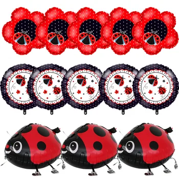 5 Buah Balon Ladybug Balon Foil Serangga Hewan untuk Perlengkapan Dekorasi Pesta Bertema Ladybug Baby Shower Ulang Tahun Bola Foil Ladybug