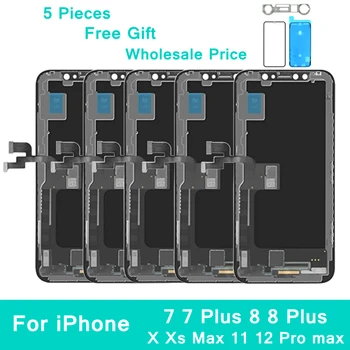 5 Buah / Banyak Layar Oled untuk iPhone 7 8 Plus X Xs 11 12 Pro Max Tampilan Layar LCD Oled untuk iPhone X XS Max 11 Tampilan Layar Incell