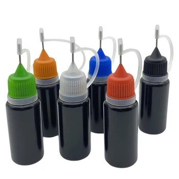 5 buah 10ml Botol Penetes PE Hitam Kosong Peras dengan Tutup Jarum Botol Jarum Plastik E Botol Cair