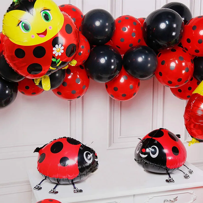5 Buah Balon Ladybug Balon Foil Serangga Hewan untuk Perlengkapan Dekorasi Pesta Bertema Ladybug Baby Shower Ulang Tahun Bola Foil Ladybug - 4