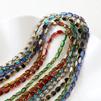 50 Buah Manik-manik Kaca 5mm Septum Manik Longgar untuk Temuan Perhiasan Membuat Kalung Aksesori Gelang Buatan Tangan DIY 12 Inci