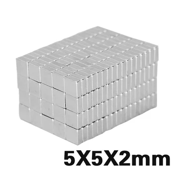 50 buah 5x5x2 mm N35 Magnet Tanah Jarang NdFeB Persegi Kuat 5*5*2 Magnet Neodymium mm 5mm x 5mm x 2mm
