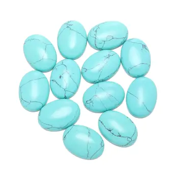 5pcs Batu Alam Manik-manik Telur Bentuk Turquoises Cabochon Manik-manik Longgar Tidak Ada Lubang untuk Membuat Perhiasan DIY Cincin Aksesoris untuk Wanita
