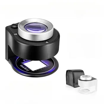 60x Kaca Pembesar USB Isi Ulang Kaca Pembesar Lensa Kaca Optik Pembesar dengan 6 Lampu UV LED untuk Perhiasan Perangko Koin
