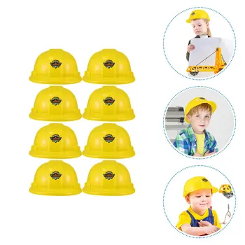 8 Buah Topi Pesta Konstruksi Realistis Topi Plastik Anak-anak Perlengkapan Pesta Simulasi Mainan Edukasi Permainan Anak Laki-laki Hadiah Kuning