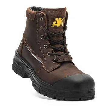 ANITAKE 2102 Steel Toe Work Boots untuk Pria, 6 Inci, Kulit Gandum Penuh, Insulasi Listrik, Anti Selip, Tahan Benturan
