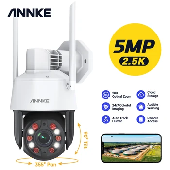 ANNKE 5MP 20X Zoom Optik WiFi Kamera Keamanan Rumah Pintar AI Pelacakan Otomatis Deteksi Manusia, Kamera PTZ Audio Dua Arah Penuh warna
