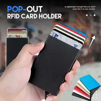 Anti RFID Smart Dompet Pouch ID Pemegang Kartu Kredit Logam Tipis Slim Pria Aluminium Memblokir Dilindungi Dompet Kecil Kartu Bank Case