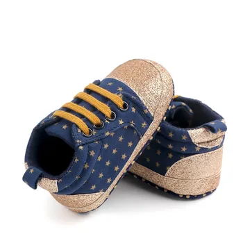 Baby First Walkers Sepatu Anak Baru Lahir Lucu Sneakers Kanvas Cetak Bintang Sepatu Bayi Laki-laki Perempuan Sol Lembut Sepatu Bayi Pra Pejalan Kaki 0-18Month