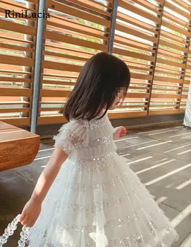 Baru Musim Panas Gadis Gaun Panjang Bayi Anak-anak Ruffles Lapisan Pernikahan Putri Gaun Pesta Vestidos Kostum Anak Pakaian
